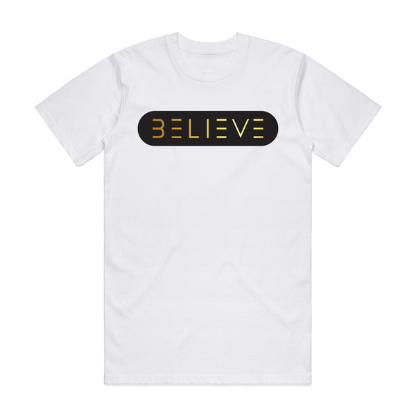 White Black & Gold BELIEVE T-Shirts