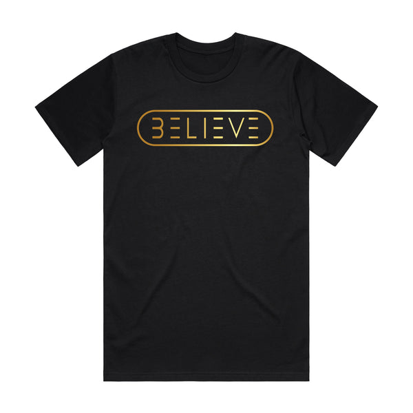Black & Gold Classic BELIEVE T-Shirt